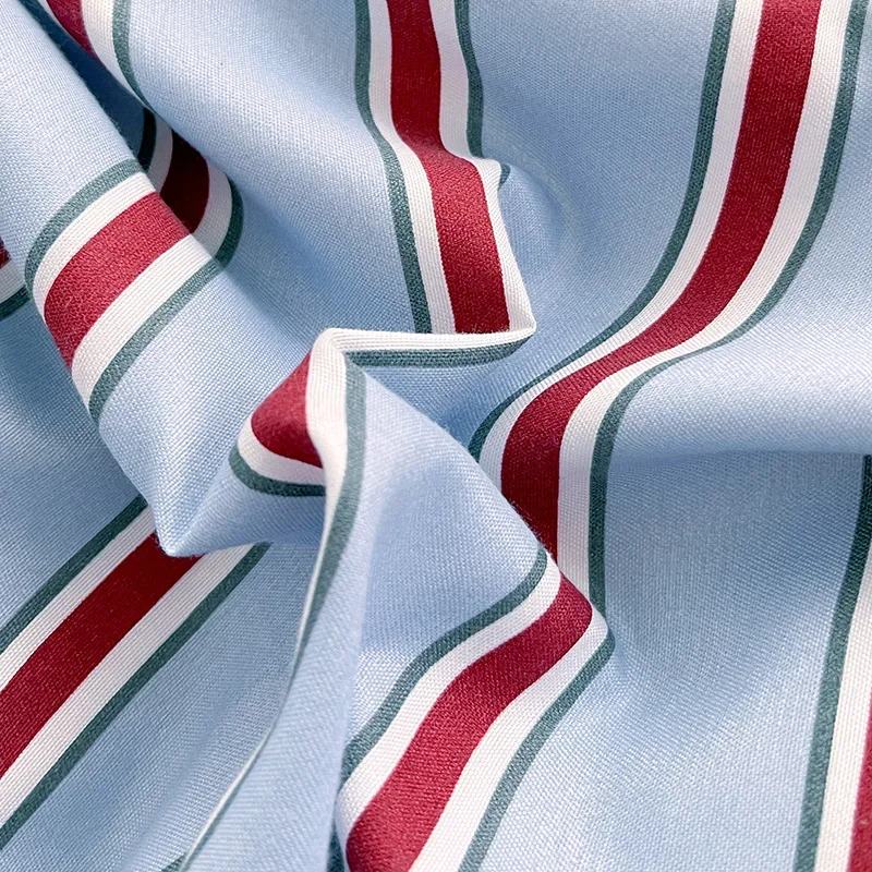 minimalist vintage bedding duvet cover set in light blue with red stripes roomtery aesthetic bedroom decor