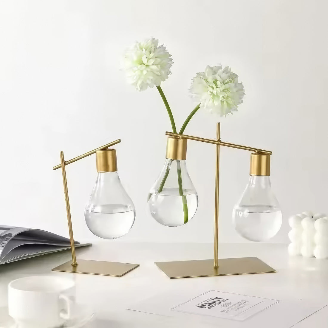 minimalist aesthetic light bulb shaped glass vase planter