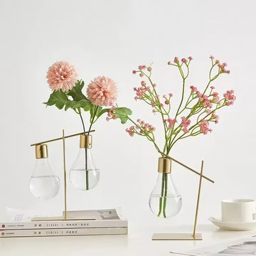 minimalist aesthetic light bulb shaped glass vase planter