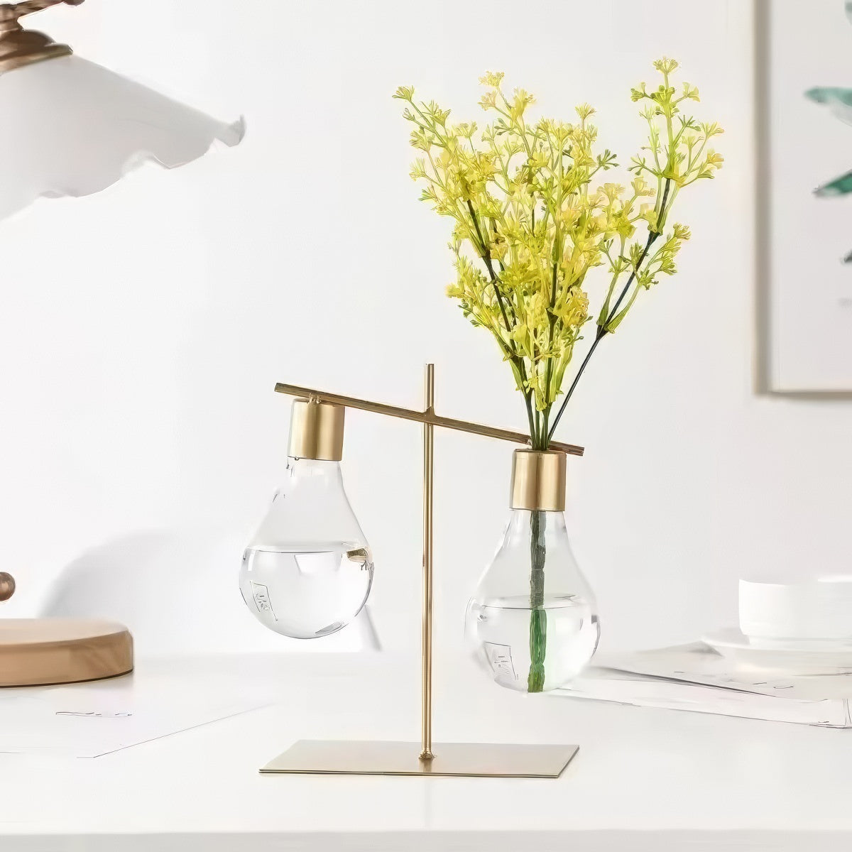 minimalist aesthetic light bulb shaped glass vase planter