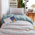dorm room simple and cheap pastel blue plaid print bedding duvet cover set roomtery