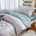 dorm room simple and cheap pastel blue plaid print bedding duvet cover set roomtery
