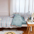 dorm room simple and cheap pastel blue plaid print bedding duvet cover set roomtery