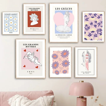 modern art gallery wall canvas posters danish pastel aesthetic room decor roomtery