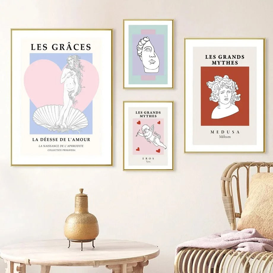 modern art gallery wall canvas posters danish pastel aesthetic room decor roomtery