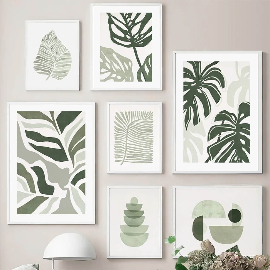 monstera aesthetic Sage Green Monstera Leaves Canvas Posters