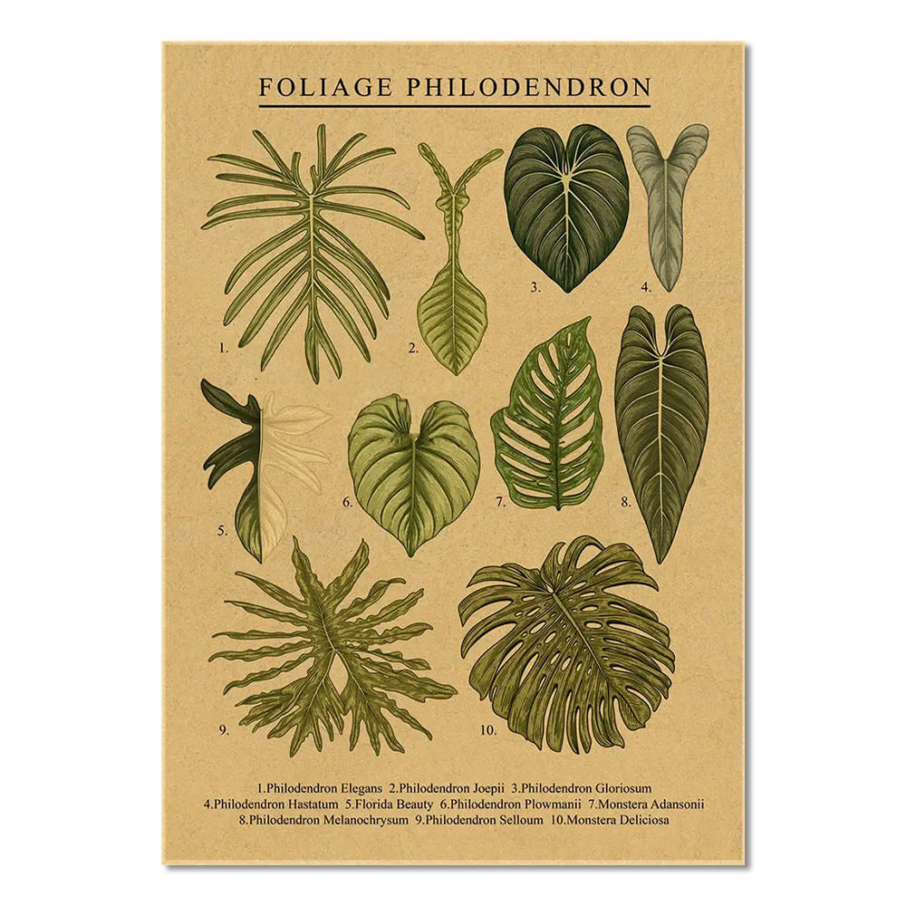 monstera leaves kraft paper poster wall print roomtery