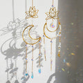lotus and moon shaped hanging sun catcher roomtery aesthetic room decor