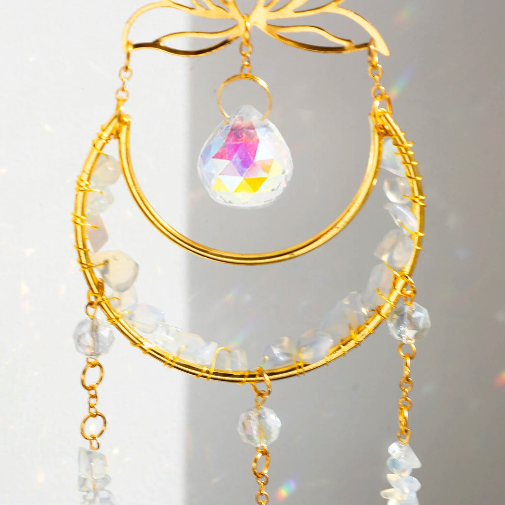 lotus and moon shaped hanging sun catcher roomtery aesthetic room decor