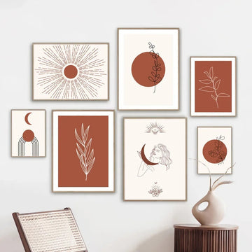 boho aesthetic brown color styled wall art print gallery wall canvas posters roomtery aesthetic room decro