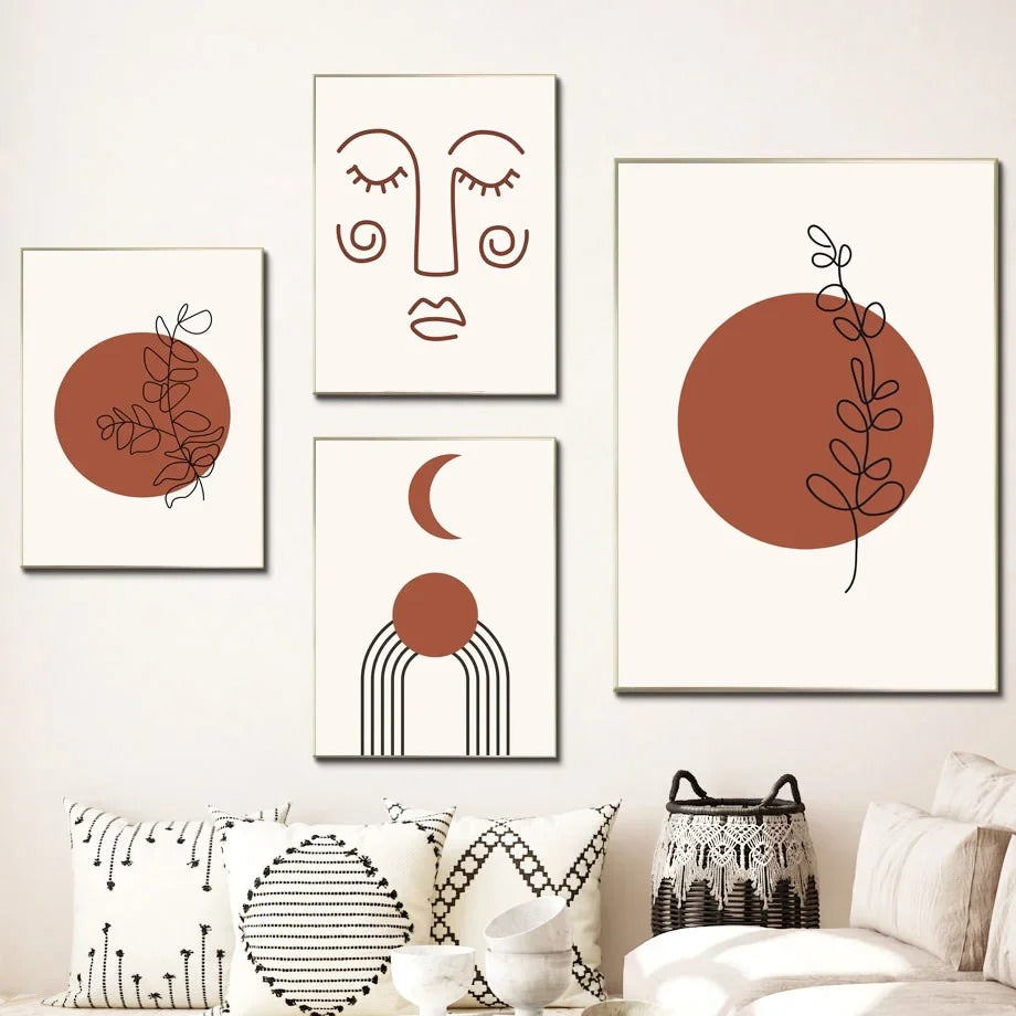 boho aesthetic brown color styled wall art print gallery wall canvas posters roomtery aesthetic room decro