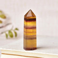 natural yellow fluorite crystal hexagonal pointing tower roomtery