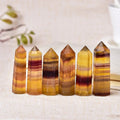 natural yellow fluorite crystal hexagonal pointing tower roomtery