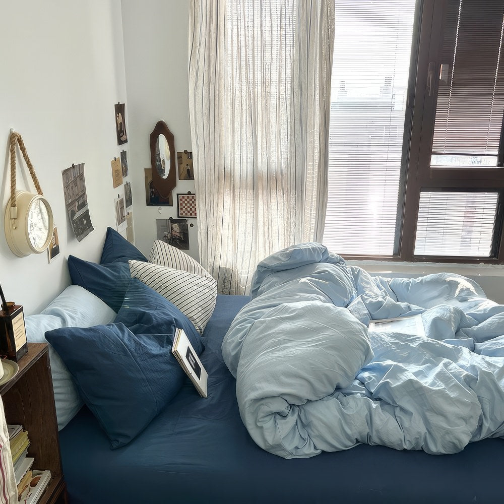 ocean themed blue shades color aesthetic bedding duvet cover sheets set