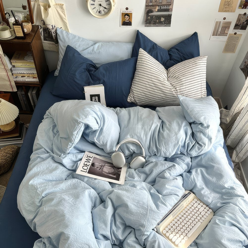 ocean themed blue shades color aesthetic bedding duvet cover sheets set
