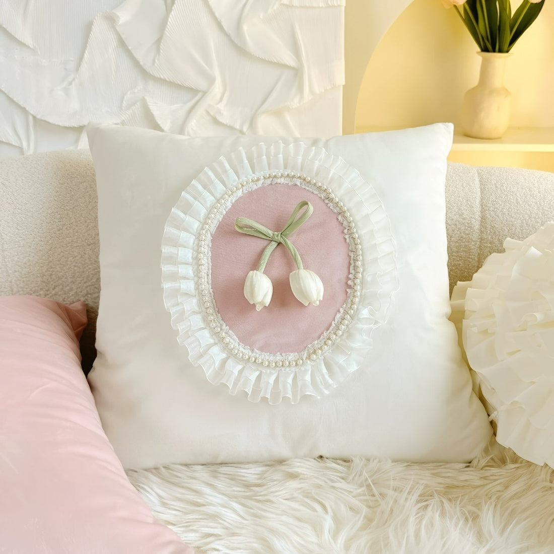 French-Vintage-Tulip-Ruffle-Pillow Covers