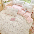 pale pink floral print aesthetic bedding duvet cover set roomtery