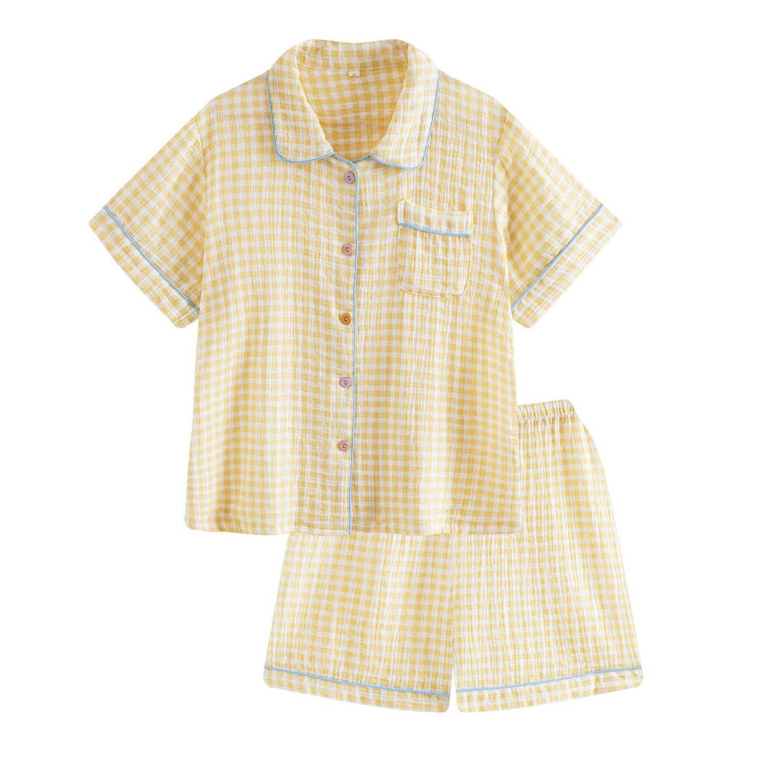 pastel gingham print cozy cotton aesthetic pajama set