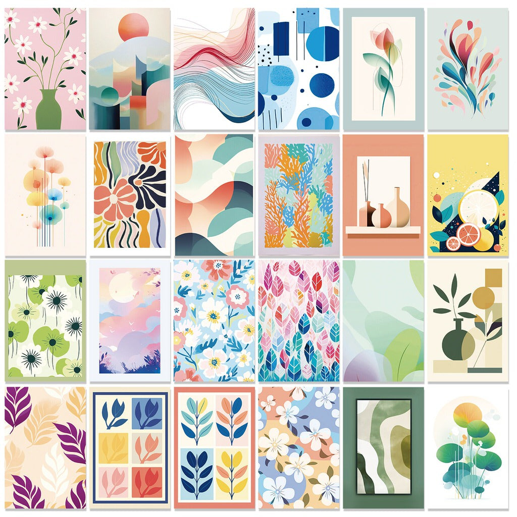 pastel minimalist artwork print aesthetic wall collage cards kit