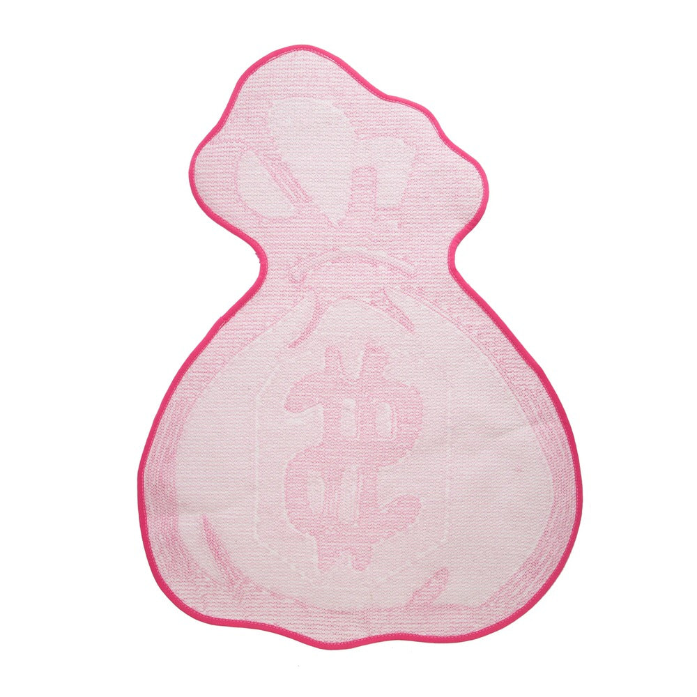 pink money bag tufted fluffy accent rug roomtery