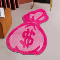 pink money bag tufted fluffy accent rug roomtery