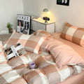 plaid pattern aesthetic duvet cover and shams set with bed sheet bedding set by roomtery