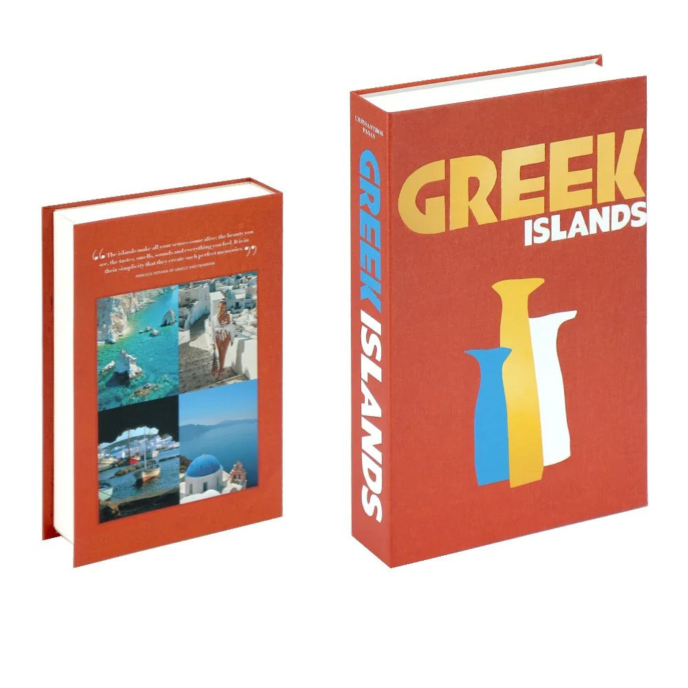 greek islands bright preppy aesthetic cities print fake book storage box roomtery