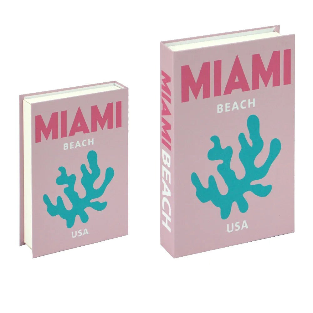 miami beach bright preppy aesthetic cities print fake book storage box roomtery