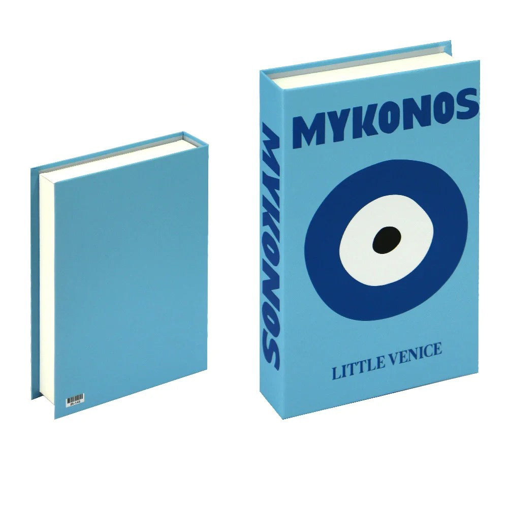 mykonos bright preppy aesthetic cities print fake book storage box roomtery