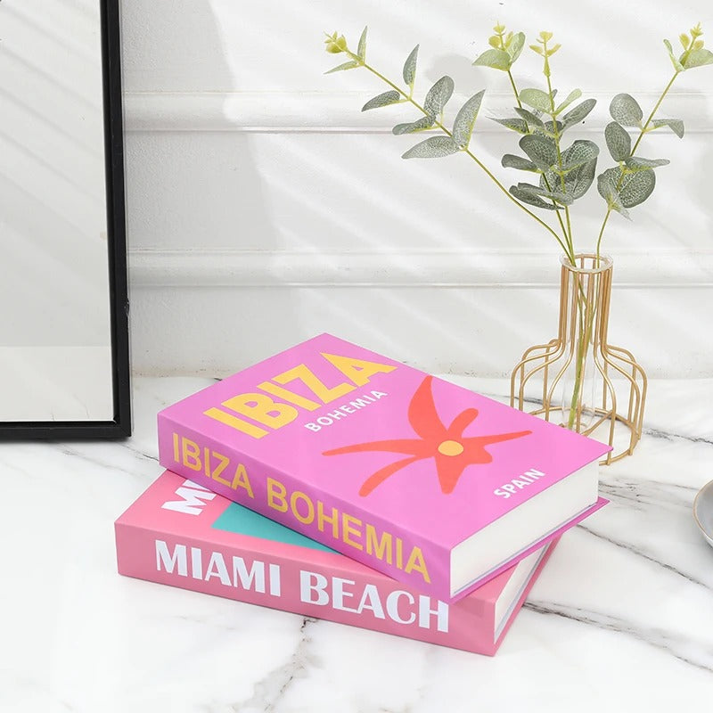 bright preppy aesthetic cities print fake book storage box roomtery