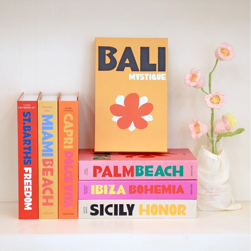 bright preppy aesthetic cities print fake book storage box roomtery