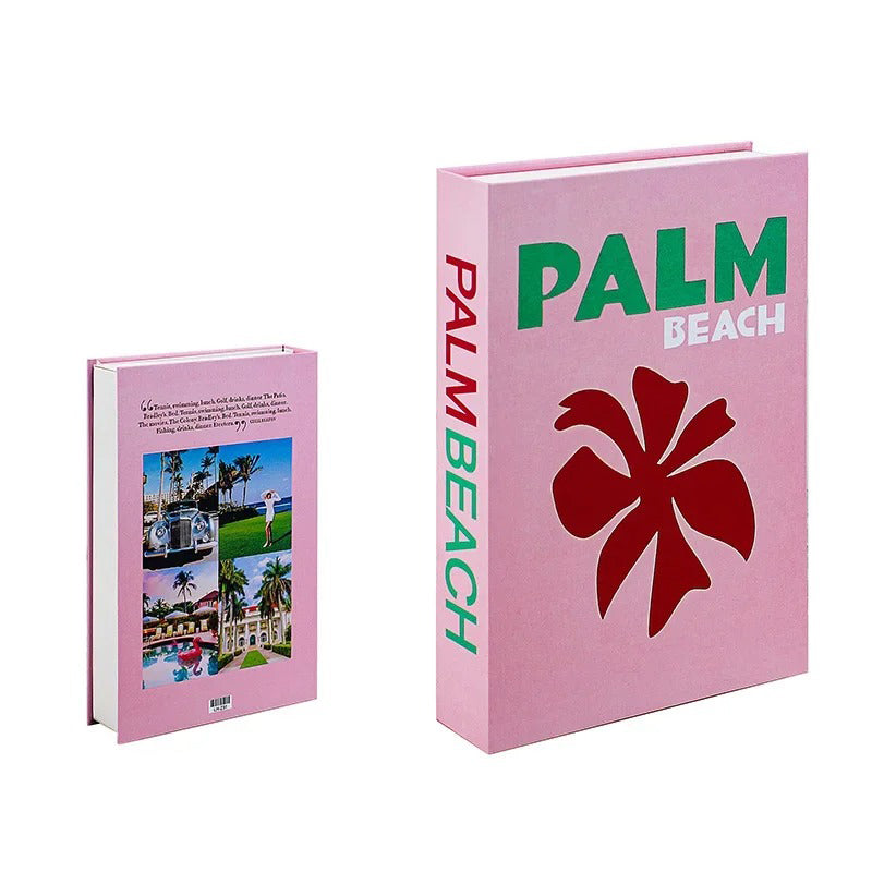 palm beach bright preppy aesthetic cities print fake book storage box roomtery