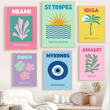preppy cities french print pastel canvas posters gallery wall art