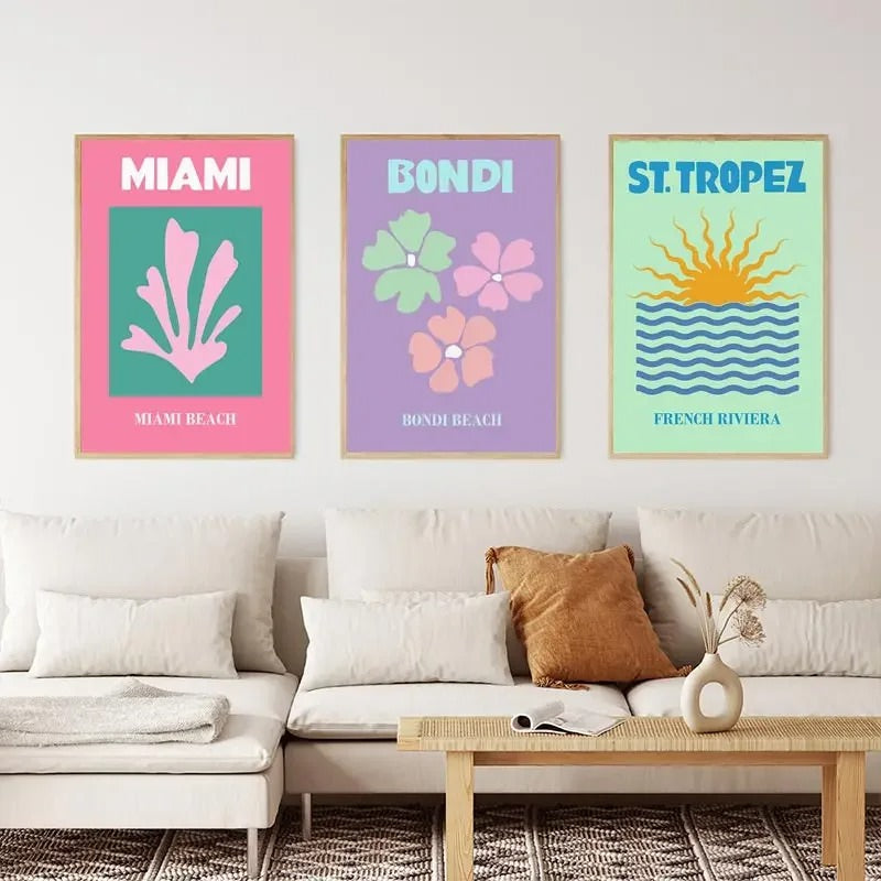 preppy cities french print pastel canvas posters gallery wall art