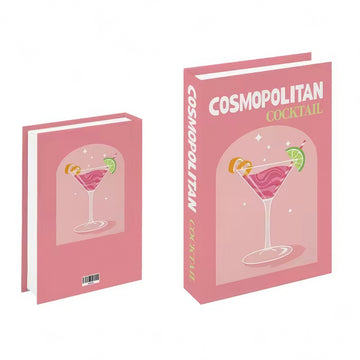 fake book storage box with preppy aesthetic cocktail prints