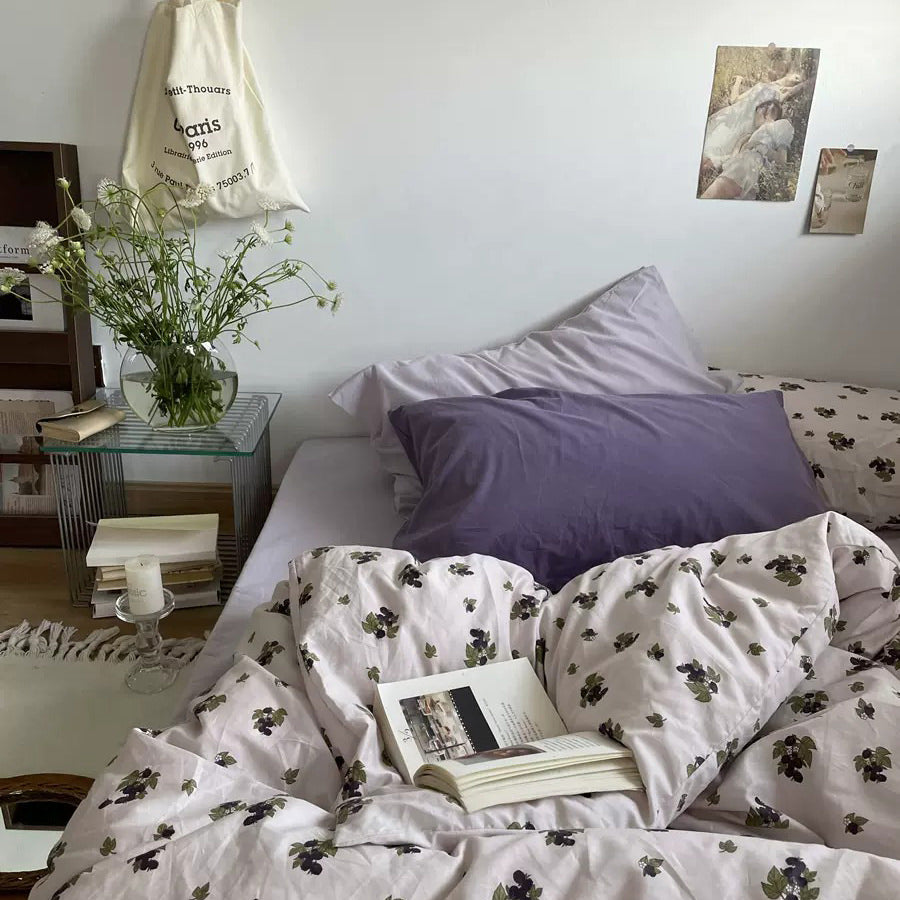 purple grape vine print vintage aesthetic bedding set roomtery