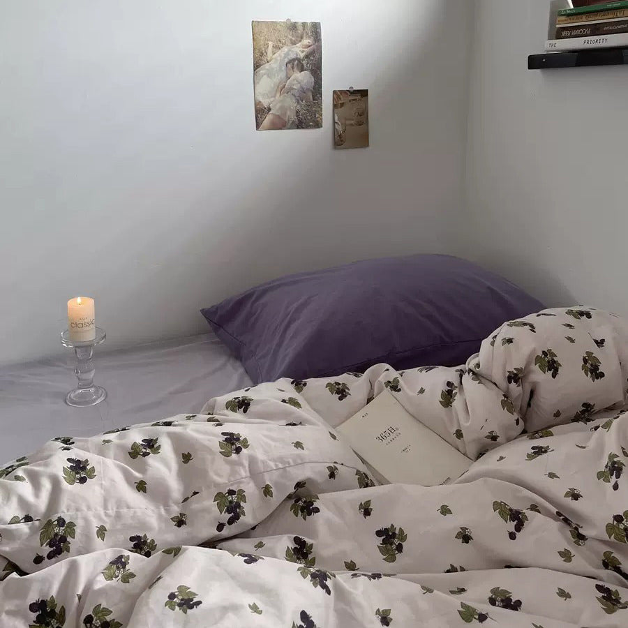 purple grape vine print vintage aesthetic bedding set roomtery