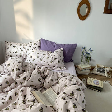 purple grape vine print vintage aesthetic bedding set roomtery