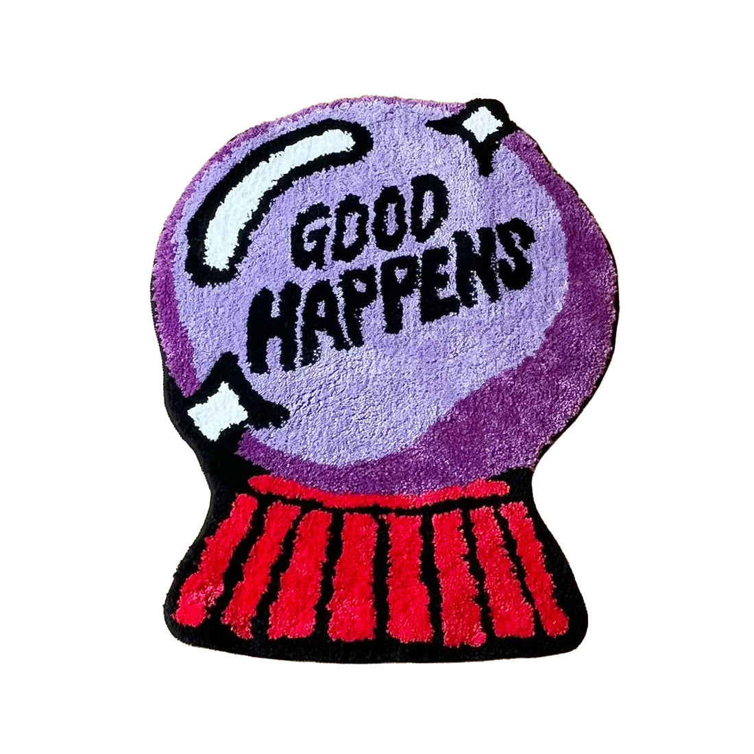 cute purple magic ball tufted accent throw rug for witchcore aesthetic