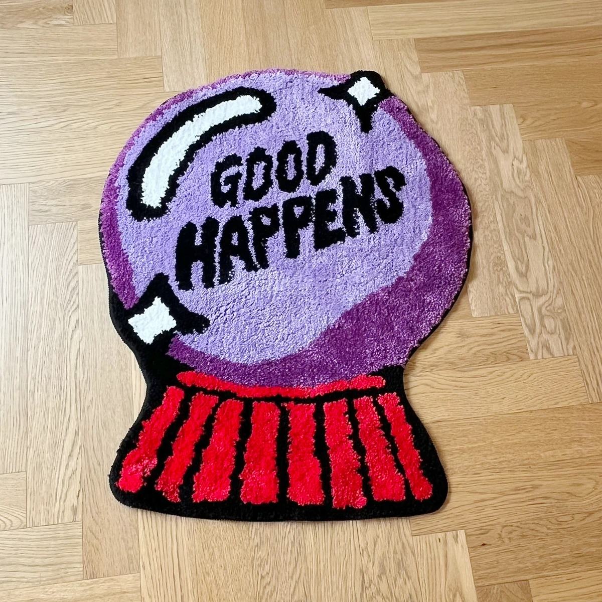 cute purple magic ball tufted accent throw rug for witchcore aesthetic