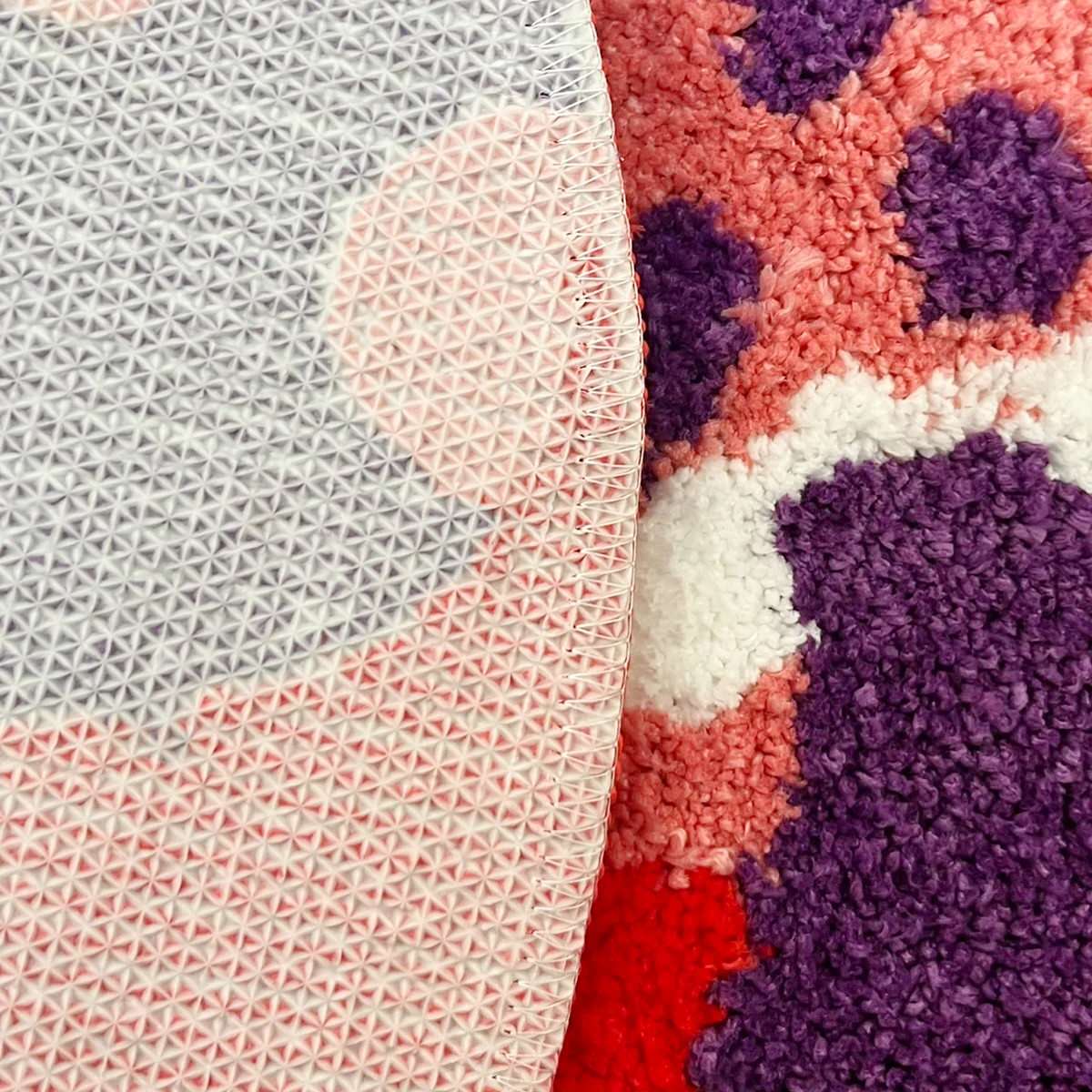 trippy indie purple mushrooms decorative tufted round accent rug