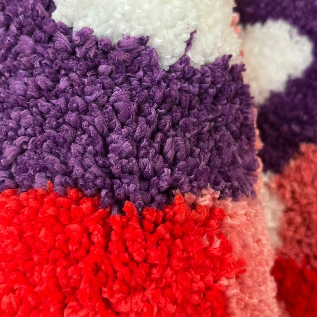 trippy indie purple mushrooms decorative tufted round accent rug