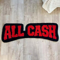 red all cash bright and contrast tufted accent rug in red