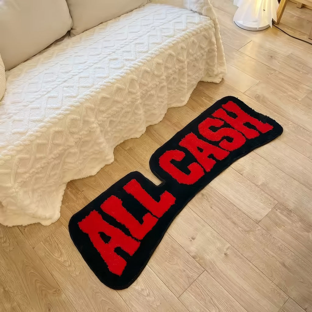 red all cash bright and contrast tufted accent rug in red