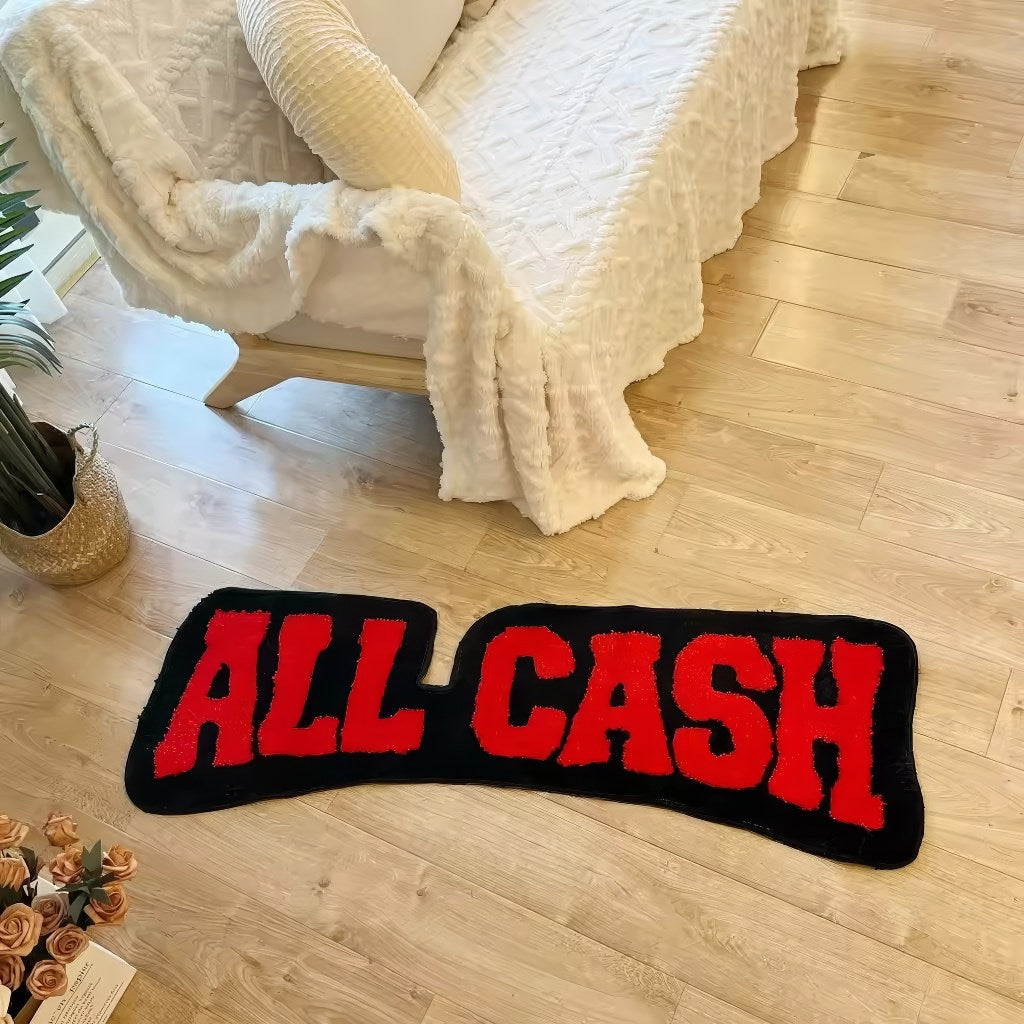 red all cash bright and contrast tufted accent rug in red