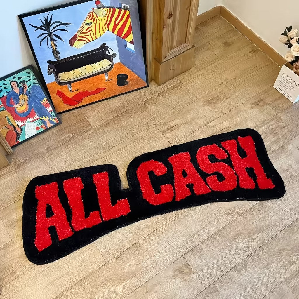red all cash bright and contrast tufted accent rug in red