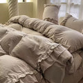 ruffled washed cotton linen texture aesthetic bedding duvet cover set