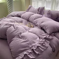 ruffled washed cotton linen texture aesthetic bedding duvet cover set