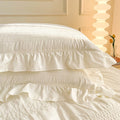 cute ruffled seersucker fabric aesthetic bedding duvet cover set