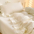 cute ruffled seersucker fabric aesthetic bedding duvet cover set